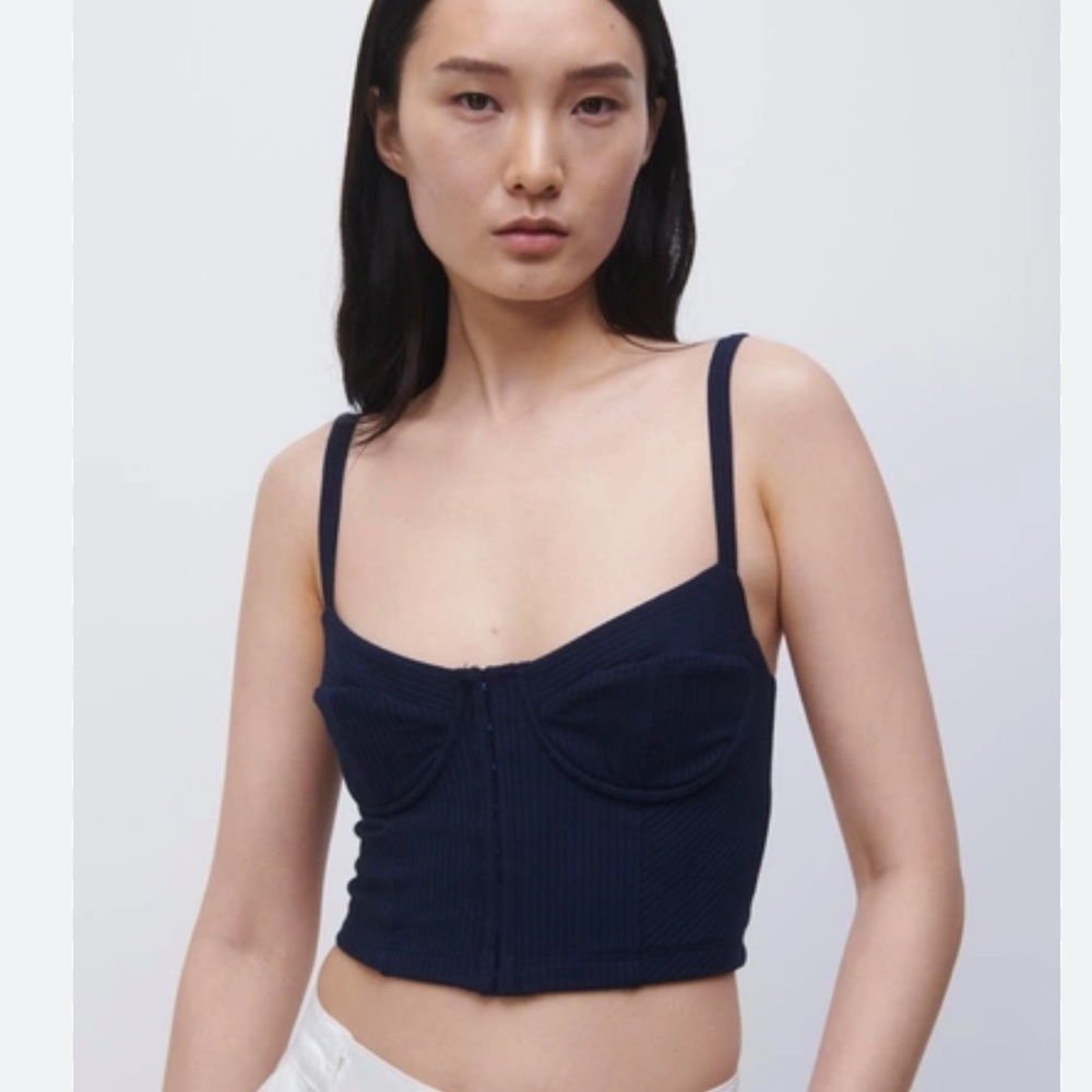 JONATHAN SIMKHAI Bustier Crop Top in Midnight